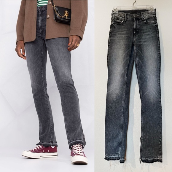 MOTHER The Rascal Slit Undone Hem in Tag You're It Size 24 Grey Slim Bootcut - Picture 11 of 17